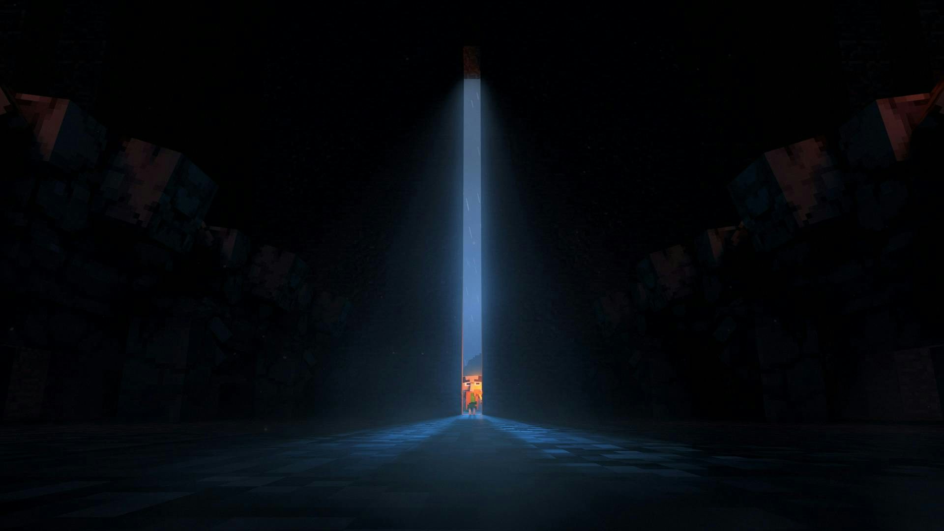 Den hemliga dörren öppnas till grottan i Minecraft Dungeons