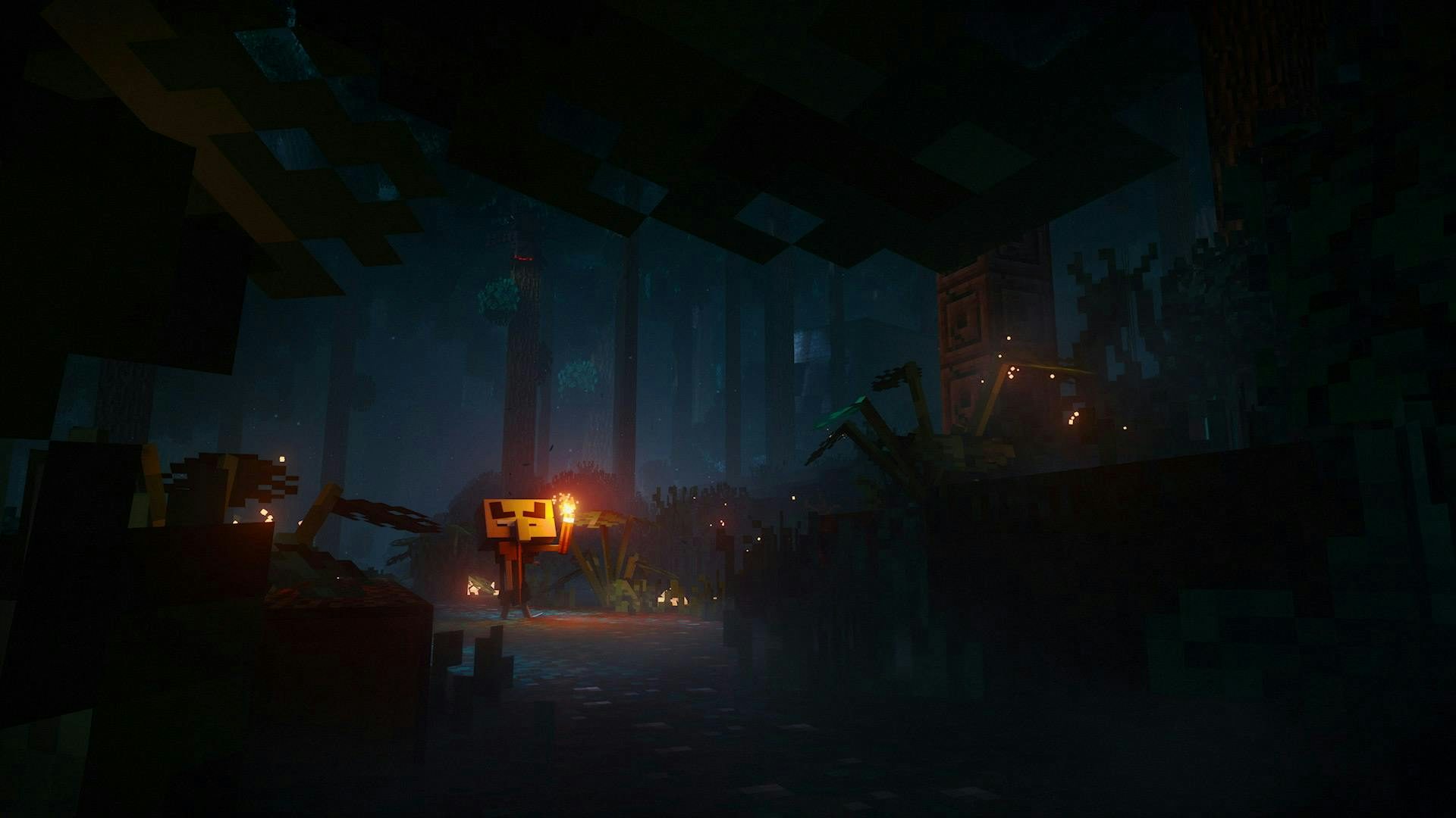  Arch Illager som går runt i träsken i Minecraft Dungeons
