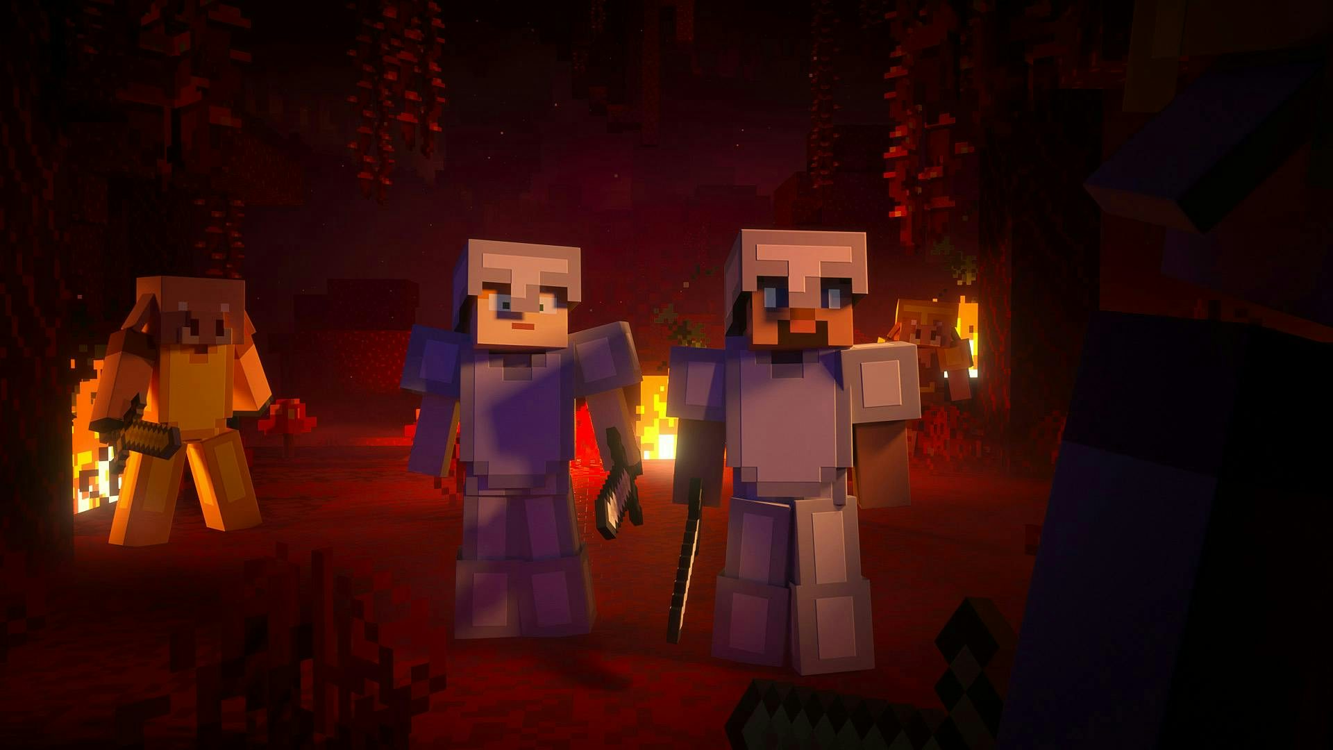 Steve and Alex is surrounded in the crimson forest